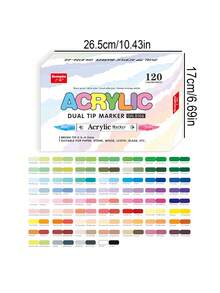 60/120/168 Colors/Box Acrylic Markers, Color Markers For School And Daily Office Use, Can Be Used For Painting On Plastic, Stone, Glass And Other Surfaces, Teacher Rewards, Art Supplies, Double-Headed Markers, Suitable As Gifts For Friends - Multicolor - View 13