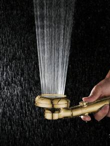 Luxury Gold One-Click Water Stop 3-Setting Shower Head + 59in Gold Flexible Hose, Rainfall Shower Hose - Gold - View 8