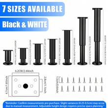 4 piezas Patas ajustables en altura para marco de cama/listón central de cama, patas de muebles metálicas ajustables para cama/sofá/armario/sofá/cómoda/mesa/silla, patas de repuesto resistentes para cama - Multicolor - Ver 5