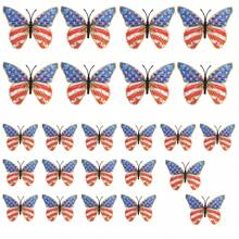 24pcs 3D Butterfly Wall Decor, July 4th Festival Party Supplies, Butterfly Wall Stickers Decoration Removable Butterfly Art Decal For Bedroom Living Room Refrigerator Home Decor Butterfly Pattern Stickers, PVC Stickers, 2 Sizes Mixed Pack Room Decor Living Room Decor