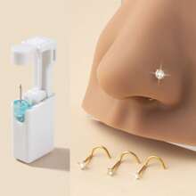 1-4pcs Fashionable 316L Stainless Steel Zirconia Circle Disposable Use Nose Stud/Nose Clip, Versatile Body Piercing Jewelry Accessories, Suitable For Women's Daily Wear, Gift For Friends