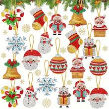 20pcs/Set DIY Christmas Diamond Painting Keychain Kit - Create Sparkly Mosaic Art For Backpacks And Gifts - Santa Claus And Snowman Characters - Multicolor - View 2