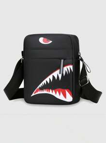 Men's Shoulder Bag INS Messenger Bag Crossbody Bags Polyester Cartoon Casual With Shark Graphic Side Bag Sling Bag Vacation School Holiday Sport Lightweight Gift Teenagers Freshmen Thanksgiving Purse Bag Tote Bag Bum Bag Belt Bag Rider Bag