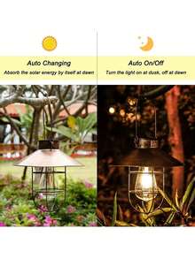 1 件太阳能灯笼户外吊灯金属农舍太阳能灯带暖白色爱迪生灯泡设计适用于花园庭院露台门廊装饰