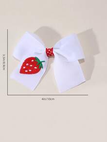 3pcs White Hair Bow For Girls Strawberry Watermelon Lemon Bowknot Polyester Grosgrain Cute Fruit Hair Clips Alligator Clips For Summer Daily Vacation Hair Accessories - White - View 5