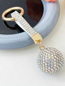 1pc Fashionable Full Rhinestone Ball Keychain, Crystal Keychain Bag Charm Car Key Chain - Multicolor - View 10
