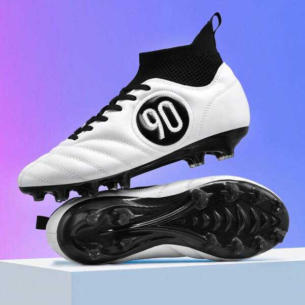 Professionelle Herren AG Spikes Outdoor Fußballschuhe Rasen Neue Kampfstiefel Rutschfest Atmungsaktiv Erwachsene Fußballschuhe Paare Leichte Fußballstiefel Wettkampf Trainingsschuhe Klassisch Weiß Sportliche Fußballstollen