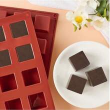 1 件方形硅胶模具，15 腔 3D 立方体慕斯蛋糕烘焙模具，法式甜点模具，适用于巧克力、布朗尼、芝士蛋糕、果冻、蜡融化、蜡烛 - 巧克力棕 - 查看 7