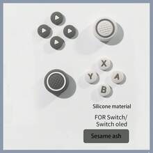 1 Set Soft Colorful Button Stickers + Joystick Cap Cover Set, Non-Slip, Compatible With Switch/Switch OLED Controller - Multicolor - View 5