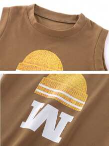 Novo Conjunto de Colete de Verão Infantil 3-8 Anos Conjuntos de Roupas para Meninos Camiseta Regata Shorts Versão Coreana Moda Casual Roupa Esportiva Solta Duas Peças