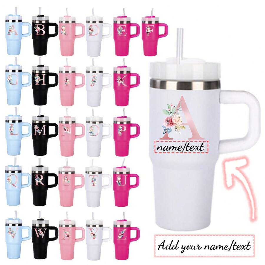 Tasse personnalisée de 14 oz avec lettre de A à Z, tasse à boire de tous les jours, cadeau surprise, cadeau de nouvel an, cadeau d'anniversaire, cadeau de la Saint-Valentin, convient à la famille, aux amis, aux amoureux, à la fête des mères, à la fête des infirmières, à la fête des pères, au mariage, à la remise des diplômes, à la fête des enseignants, multifonctionnel, ornemental, réutilisable, raffiné, élégant, de haute qualité, coloré, moderne, personnalisé, unique, idéal comme cadeau pour lui, idéal comme cadeau pour elle, petit ami, papa, petite amie, maman, famille, amis, salle de thé, maison, jardin, bureau, tasses personnalisées, ambiance chaleureuse