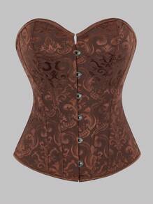 1 szt. Gorset damski w stylu pałacowym, klasyczny jednolity kolor żakardowy gorset z sznurowanym pasem, wzmacniający kształtowanie, można nosić jako odzież wierzchnią na wesele i imprezę