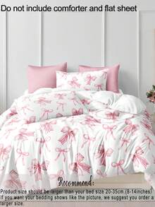 3pcs Watercolor Pink Striped Bow Tie Printed Duvet Cover Set (1 Duvet Cover + 2 Pillow Shams, Comforter Not Included), Cute Girly Style, Daily Use Soft Polyester Fabric, Suitable For All Seasons Bedroom/Dorm, Kawaii Home Decor, Fashionable Bedding New Arrival - Multicolor - View 8