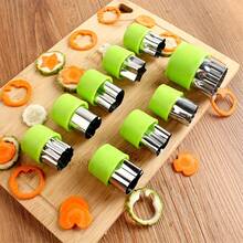 Juego de 5/9/12 piezas de cortadores de galletas y verduras miniatura de acero inoxidable - Formas divertidas con protector de mano - Moldes fáciles de usar para frutas y pasteles para hornear y meriendas de niños - Multicolor - Ver 6