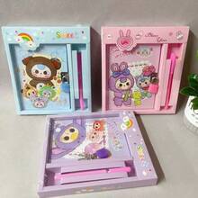 New Cartoon Diary Notebook With Pen, Kids Creative Surprise Stationery, Student Stress Relief Notebook With Lock - Multicolor - View 3