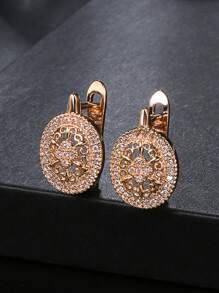 1 Pair Of New Creative, Simple, Fashionable, Highly Attractive, High-End And Elegant Hollowed-Out Artificial Zirconia Flower Earrings Accessories Fresh And Casual Light Luxury Exquisite Versatile Jewelry Earrings
