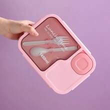 1pc Adult Lunch Box, 1450ml Adult Lunch Box, Leak Proof Lunch Box With Utensils, 3-Compartment Lunch Box, Microwave Heating, Four-Color Optional