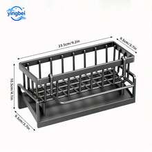 1PC Kitchen Storage Rack (Plastic Material), Cloth Drain Basket, Sponge Dishwashing Detergent Storage Rack, Cloth Cleaning Ball Dishwashing Cloth Comb Sponge Wiping Storage Basket, Kitchen Storage - Black - View 4