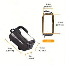 Waterproof Bicycle Handlebar Bag With Phone Holder - PU Material, Frame Front Pouch Fits Mountain Bike And Road Bike, Secure Zipper Closure, Black, Cycling Storage | Reflective Feature | Waterproof Bag, Bike Bag