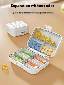 1 个 7 隔层便携式旅行迷你药盒，防水防潮药丸储存容器，适合储存药物、戒指和其他小物品