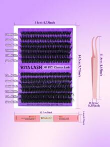 RITALASH RITALASH 240PCS D Curl 3D Fluffy Mix Length Cluster Lashes Kit Fluffy And Comfortable False Eyelashes Kit With Lash Bond&Seal Tweezers At Home For Daily Life&Dates And Party