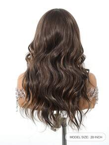高品质长卷发深棕色 20 英寸舒适贴合法式优雅女士合成耐热假发音乐节礼物