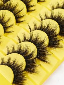 14 Pairs CC Curl Natural Cross Full False Eyelashes,Thick Curling Fluffy Eyelashes For Party Use Manga Eyelashes, Travel Essentials - 黑色 - 查看 10