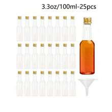 Paquete de 25, Mini botellas de licor, 0.83oz 1.7oz 3.3oz Botellas pequeñas vacías de plástico con tapas de rosca, botellas para shots, envases para bebidas, botellas de vino reutilizables, botellas de espíritu vacías, botellas de jugo, botellas de alcohol, botellas de salsa para bodas, fiestas, suministros para fiestas de Navidad, accesorios portátiles de almacenamiento