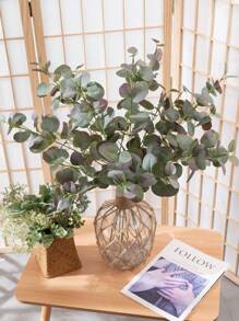 1/3pcs Artificial Leaves, Real Touch Leaf Artificial Eucalyptus Stems, Tall 26" Long Silver Dollar Eucalyptus Stems Greenery Stems Eucalyptus Leaf Spray In Green Silk Plastic Plants Floral Artificial Plants For Home Party Wedding Decoration, Home Fireplace Bathroom Office Party Decor Gifts Birthday Graduation