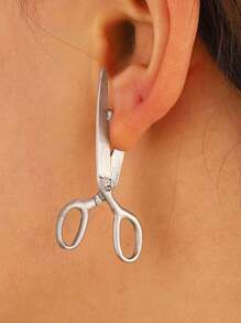 1 Pair Fashionable Gothic Style Asymmetrical Vintage Metallic Scissor Stud Earrings, Versatile For Women Daily, Festivals, Parties