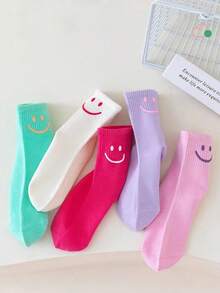 5 Pairs Cartoon Animal Dopamine Socks For Kids, Dinosaur Pattern Sports Socks, Giraffe Expression Pattern Girls Breathable Sweat-Absorbing Socks, Colorful Cartoon Sports Socks For Boys, Suitable For Home, Outdoor, School Wear In All Seasons