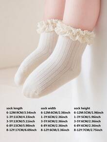 1 Pair Girls Breathable Lace Princess Style Cute Baby Socks, Suitable For Casual Wear, Holiday, Birthday Party, Daily Use - Multicolor - View 11