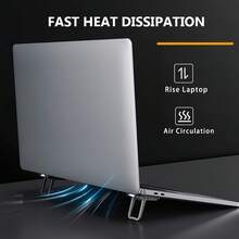 2pcs Adjustable Laptop Stand | ABS Material, Multifunctional Phone Holder, Portable No-Install Self-Adhesive Invisible Riser, Dual-Angle Adjustment Design, Portable Office Desk Keyboard Tray, Compatible With MacBook Pro/Air, Surface, Etc. | Black/Silver Color Options, Ergonomic Design For Office & Gaming - Multicolor - View 3