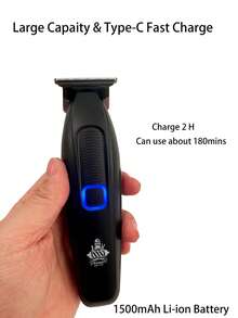 Kemei KM-1747 专业T型刀片毛发修剪器 0mm 零间隙雕刻剪 造型理发剪 Type-C 电动理发器 男士礼品设计 - 黑色 - 查看 7