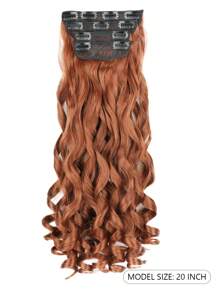 Clip In Hair Extensions, 20 Inch Long Wavy 4PCS Hair Extensions Natural Soft Synthetic Fiber High Temperature Heat Resistance Clip In Hairpieces For Women Weddings Party Daily Use