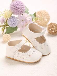 1 Pair Solid Color Soft Rubber Sole Princess Flats For Babies 0-1 Year Old, Spring/Autumn