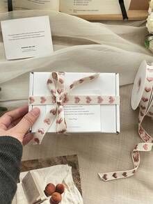 Holiday Ribbon Decorations Heart-Shaped Ribbon Gift Packaging, Craft Rope, Korean Style Floral Binding Rope, Cake Birthday Box Packaging, Ribbon Bows, Floral Bouquet Gift Wrap, Satin Ribbon - Rose Gold - View 10