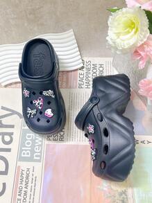 Einfarbige warme Hausschuhe für Innenräume, flauschige warme Fütterung, dicke rutschfeste Sohle, kuschelig bequeme Schuhe für den Winter, Hohe Absatz Sandalen