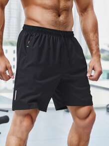 Pantalones cortos deportivos tipo novio de hombre con estampado de letra, pantalones cortos para gimnasio, pantalones cortos deportivos con cremallera y cordón en la cintura, para entrenamiento, correr, gimnasio en verano