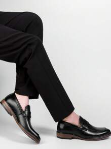 1 pereche de pantofi pentru bărbați, de bază, din piele din microfibră, de culoare uni, pentru exterior, pot fi purtați cu ținute formale