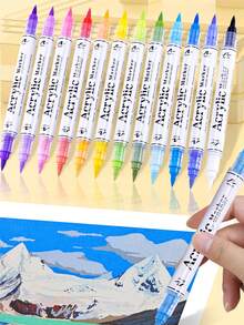 60/120/168 Colors/Box Acrylic Markers, Color Markers For School And Daily Office Use, Can Be Used For Painting On Plastic, Stone, Glass And Other Surfaces, Teacher Rewards, Art Supplies, Double-Headed Markers, Suitable As Gifts For Friends - Multicolor - View 4