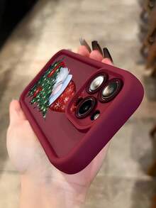 1 Stück modischer & süßer Weihnachtsmann mit Weihnachtsbaum Muster Anti-Sturz, rutschfeste, stoßabsorbierende, weiche TPU Handyhülle, kompatibel mit Samsung/iPhone 16/16Plus/16Pro/16ProMax