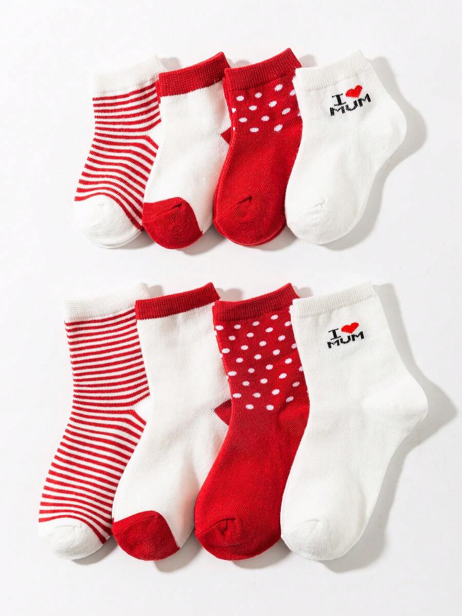 4 Pairs Baby/Girls' Fashion Versatile Soft Breathable Short Socks, Suitable For Daily Life Or Gifting, Random Color & Style - Multicolor - View 1