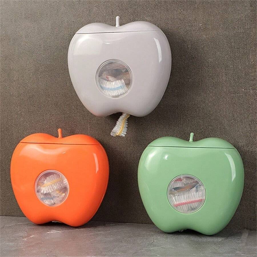 1pc Multi-Functional Apple Shape Wall Mounted Storage Box, For Plastic Packaging & Food Covers, Non-Waterproof Plastic Container With Unique Seal - Multicolor - View 1