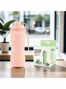 1pc Pink/Green/Blue Silicone Collapsible Water Bottle, Silicone Foldable Travel Water Bottles, Easy-Carry Design & Compact Size, For Outdoor Activities, Sports, Exercise, 20oz Water Glass Water Bottle - 彩色 - 查看 9