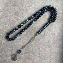 1pc Classic Ink Floral Pattern Resin Bracelet, Suitable For Men's Daily Wear - Beads - View 2