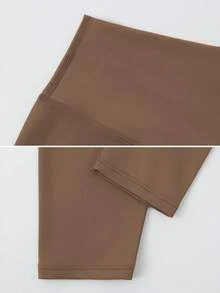 1pc Women's Elastic Yoga Fitness Running Shaping Lifting Cycling Leggings - Khaki - View 3