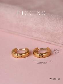 FICCINO 经典宽款光滑镀金环状耳环，简约优雅日常佩戴，节日礼物带盒 - 1550e - 查看 4