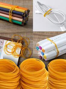 Strong Elasticity 500pcs Yellow Multi-Purpose Rubber Bands, Diameter 38mm Bubble Ring, Elastic Bands, Natural Rubber For Office, School & Home Use, Made Of Synthetic Rubber Back To School