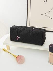 1 Piece Women's Bow Embroidered And Quilted Makeup Bag Sets Travel Cosmetic Bag With Handle Tampon Storage Bag Sanitary Pad Pouch Large Capacity Cosmetic Bag, Lightweight Fluffy Filling Toiletries Bag Mini Travel Makeup Case Pouch For Travel Storage,Daily Use. For School Cosmetic Bag Back To School Supplies Cosmetic Storage School Stuff Bag Organizer Room Stuff